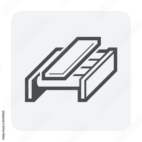 Metallurgy or metallurgical production industry vector icon. Consist of hot casting metal, iron or steel product on mill production line. Manufacturing process in foundry, furnace or factory plant.
