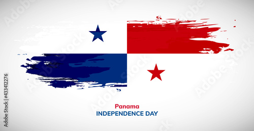 Happy independence day of Panama. Brush flag of Panama vector illustration. Abstract watercolor national flag background