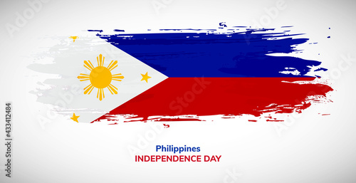 Happy independence day of Philippines. Brush flag of Philippines vector illustration. Abstract watercolor national flag background