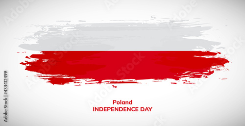 Happy independence day of Poland. Brush flag of Poland vector illustration. Abstract watercolor national flag background