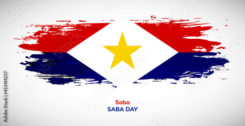 Happy Saba day. Brush flag of Saba vector illustration. Abstract watercolor national flag background