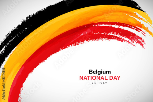 Happy national day of Belgium with watercolor brush stroke flag background with abstract watercolor grunge brush flag