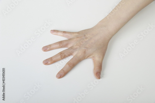 Hand push on white Background