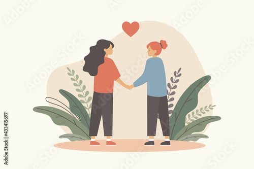 Homosexual couple in love holding hands