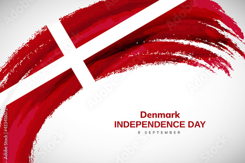 Happy constitution day of Denmark with watercolor brush stroke flag background with abstract watercolor grunge brush flag