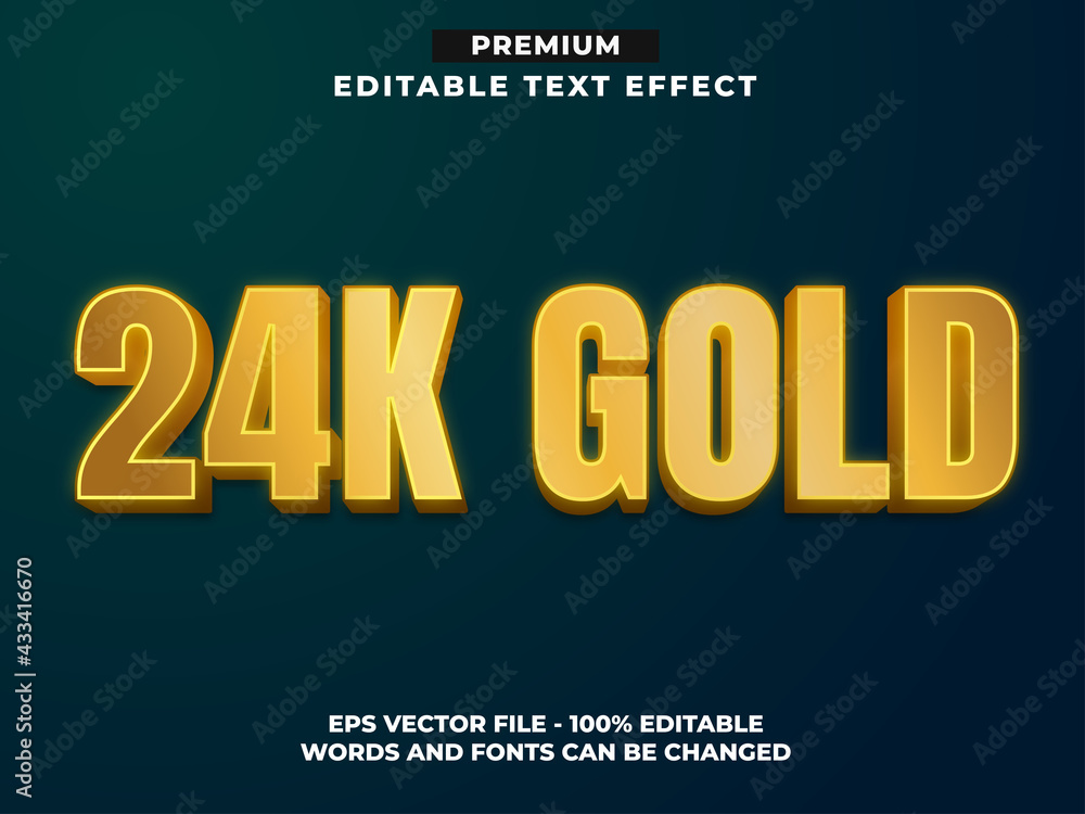24K GOLD, 3d Metallic Text Effect Style