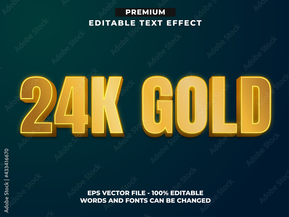 24K GOLD, 3d Metallic Text Effect Style 24K GOLD, 3d Metallic Text Effect Style