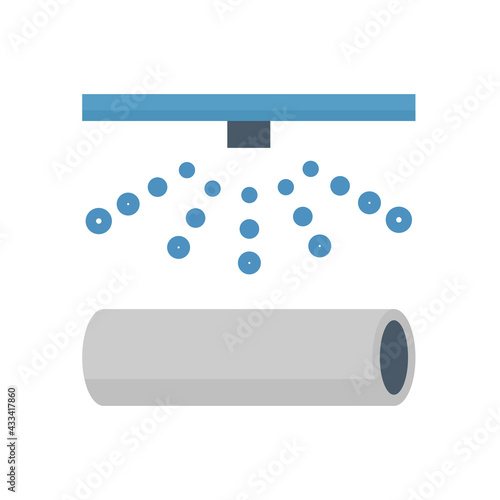 Metallurgy or metallurgical production industry vector icon. That heat treatment, annealing or cooling process consist of water spray, hot steel, iron or metal. Improve hardening of material. 64x64 px