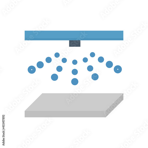 Metallurgy or metallurgical production industry vector icon. That heat treatment, annealing or cooling process consist of water spray, hot steel, iron or metal. To improve hardening of material.