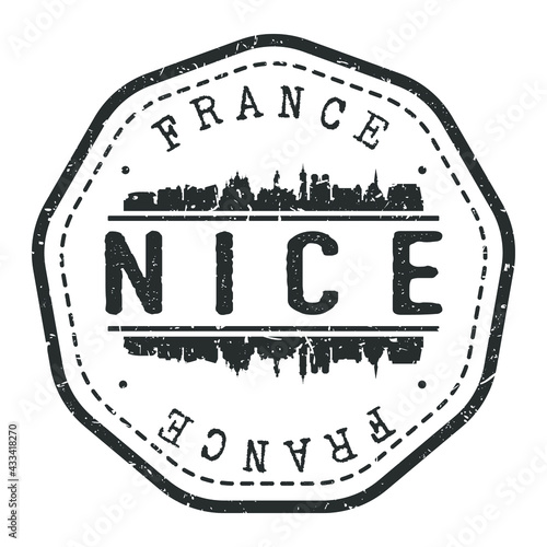 Nice, France Stamp Skyline Postmark. Silhouette Postal Passport. City Round Vector Icon. Vintage Postage Design.