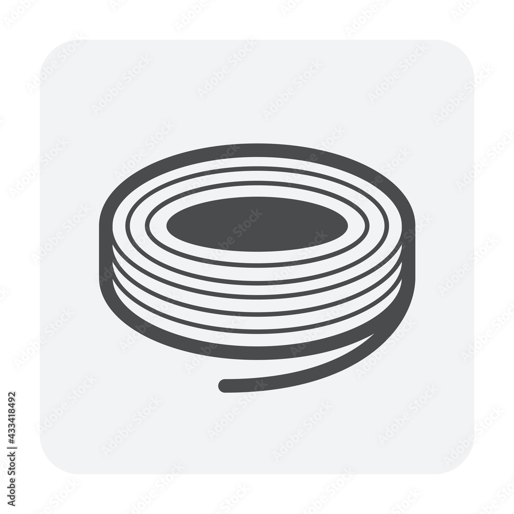 Steel wire rope in roll coil vector icon. Product from metallurgy ...