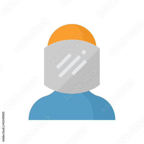 Worker and face shield vector icon. Protective equipment for protection people, workman, human from heat, spark and flame fire in industrial work i.e. welding, hot casting of metal steel in metallurgy