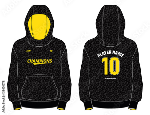 Long sleeve Hoodie jacket sweatshirt design template in vector, Hooded jacket sweater with front and back view, hooded winter jacket for Men and women. for training, Running and workout in winter