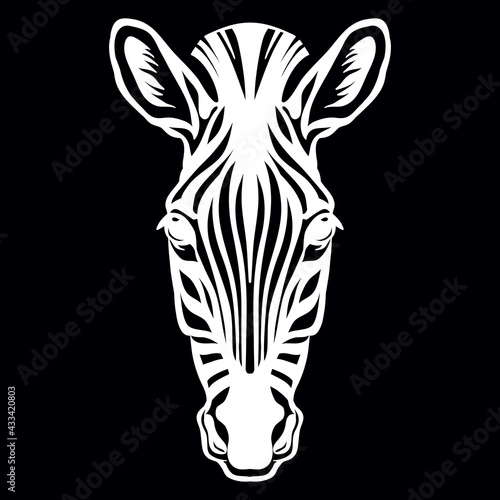 Vector head of mascot zebra head isolated on black