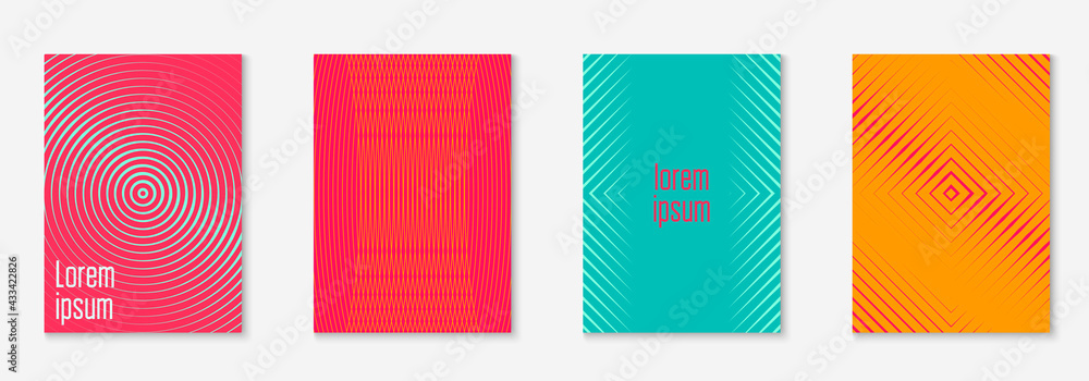 Gradient cover template with line geometric elements and shapes.