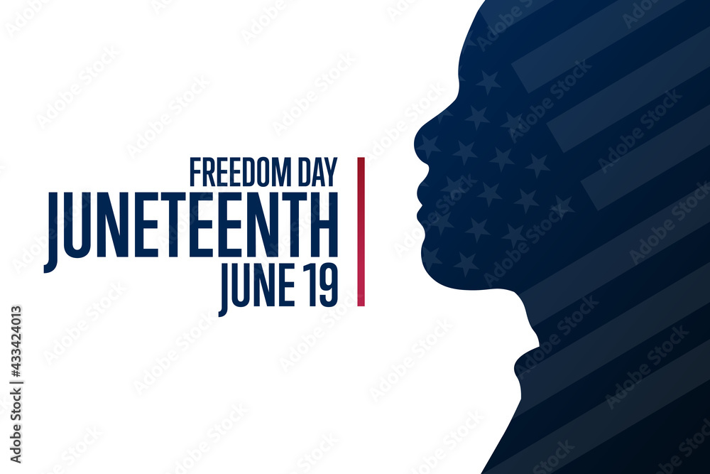 Juneteenth. Freedom Day. June 19. Holiday concept. Template for background, banner, card, poster with text inscription. Vector EPS10 illustration.