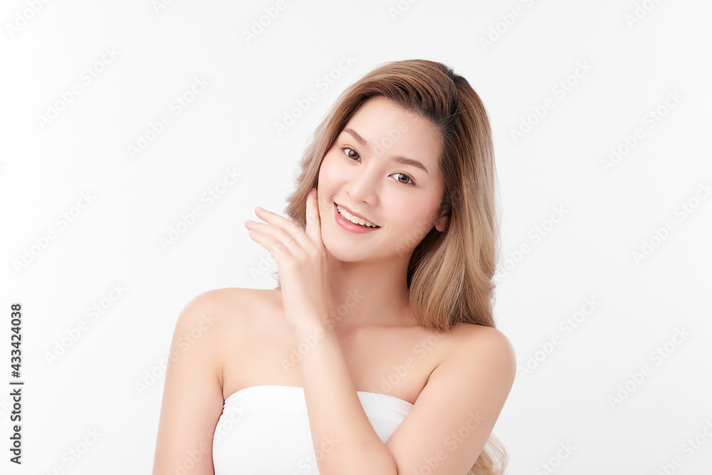 Beautiful young asian woman with clean fresh skin on white background, Face care, Facial treatment, Cosmetology, beauty and spa, Asian women portrait Beautiful young asian woman with clean fresh skin on white background, Face care, Facial treatment, Cosmetology, beauty and spa, Asian women portrait