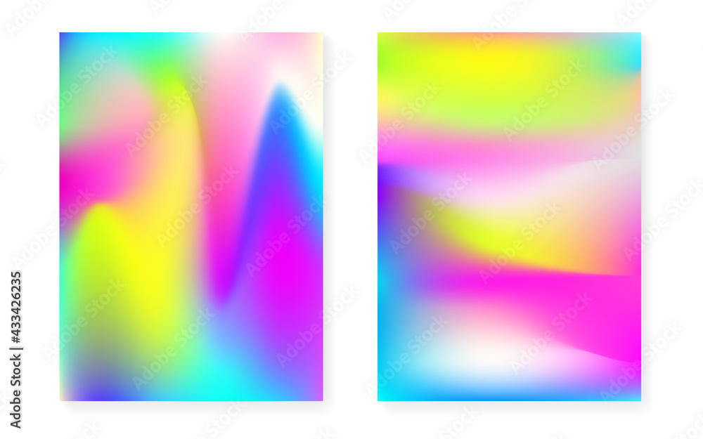 Hologram gradient background set with holographic cover.