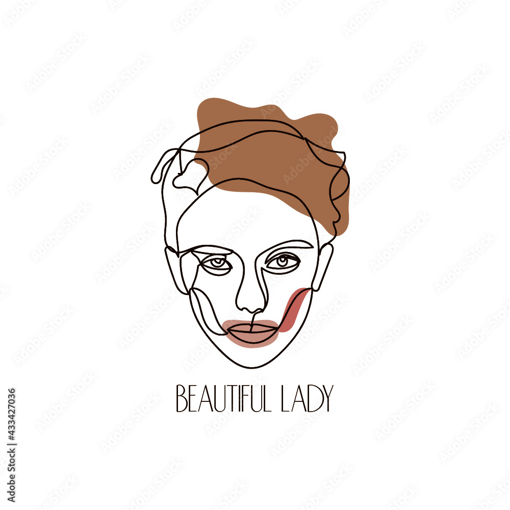 Fototapeta premium Beaytiful lady. Portrait of a person. Line art.