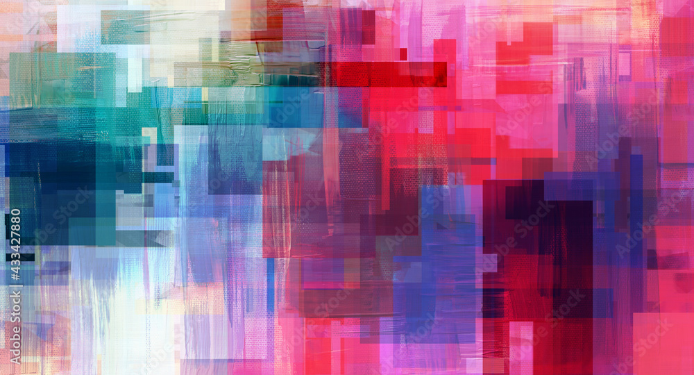 Colorful modern art background. Digital painting, above bed decor, oil on canvas and computer graphic.Surreal artwork in geometric style and dark accents for custom tapestry, wall hanging Colorful modern art background. Digital painting, above bed decor, oil on canvas and computer graphic.Surreal artwork in geometric style and dark accents for custom tapestry, wall hanging