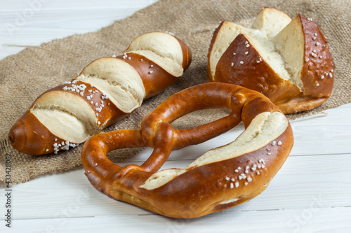 soft lye pretzel, roll, bar, various pastry photo