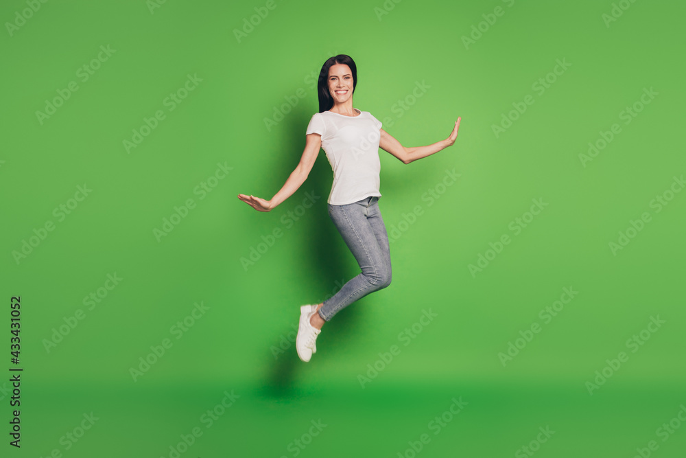 Full size photo of jumping woman Full size photo of jumping woman