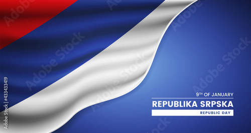 Abstract republic day of Republika Srpska background with elegant fabric flag and typographic illustration