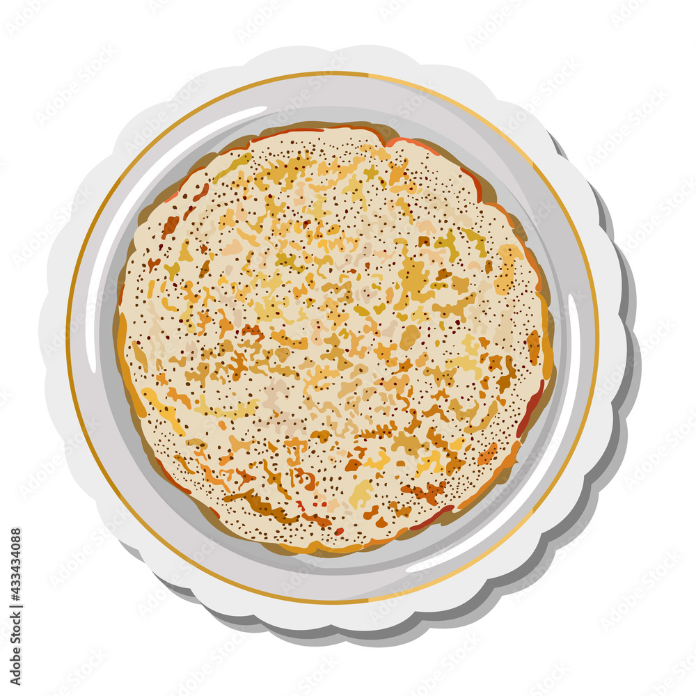 Vector isolated illustration of pancake on a plate