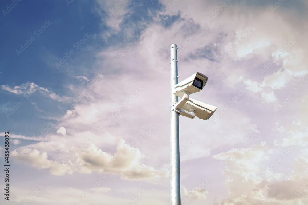 cctv camera in the city street, big brother and privacy concept cctv camera in the city street, big brother and privacy concept