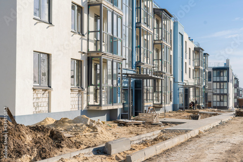costruction site of building apartments, industry work business © Mihail