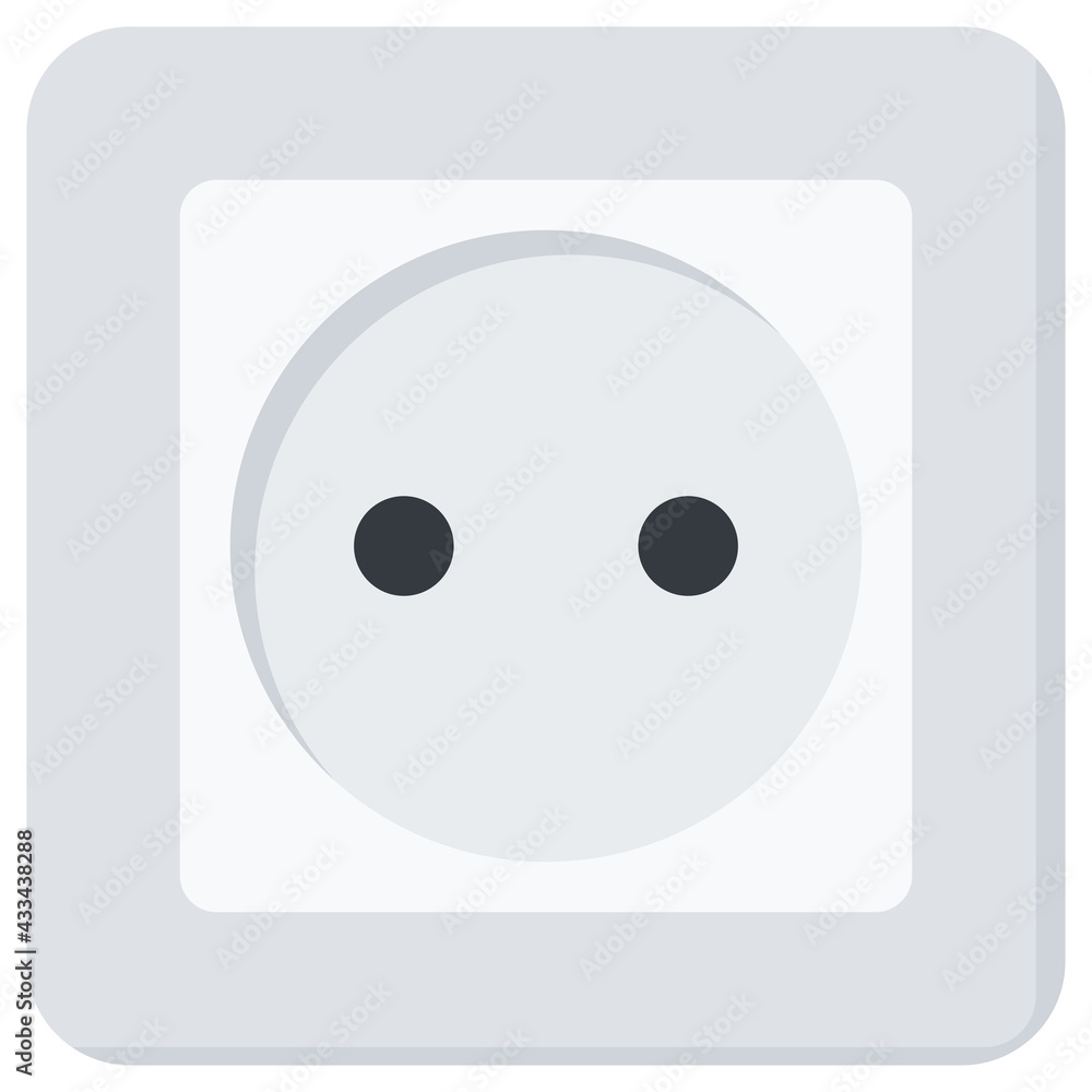 Simple White Flat Wall Socket Vector Illustration Icon, Type C Simple White Flat Wall Socket Vector Illustration Icon, Type C