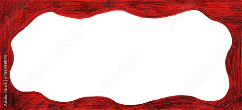Vector illustration frame of abstract hand drawn pencil lines. copy space, website, web banner, web header, white space, retro, red background