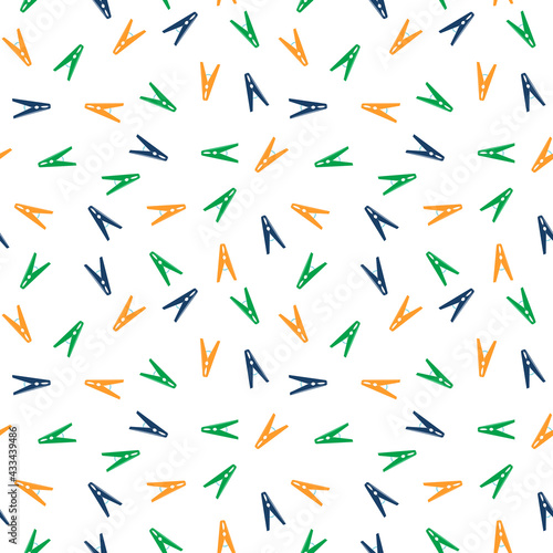 vector pattern with colorful clothespins on a white background