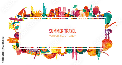 Summer time, summer travel background. Summer time banner. Summer holidays. vector illustration