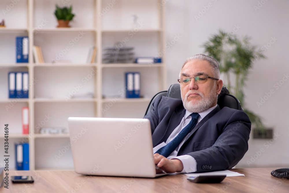 Experienced old businessman in the office Experienced old businessman in the office