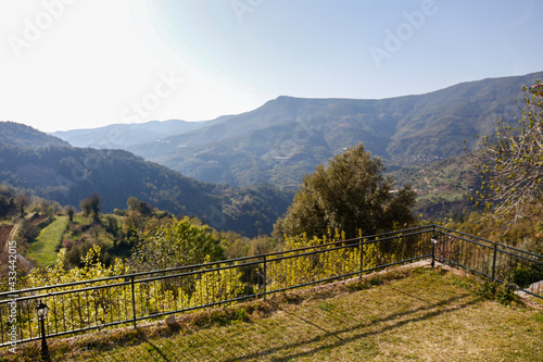 View point in the mountains. Copy space for text, background