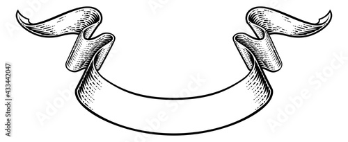 Scroll Vintage Flag Paper Banner Ribbon Woodcut