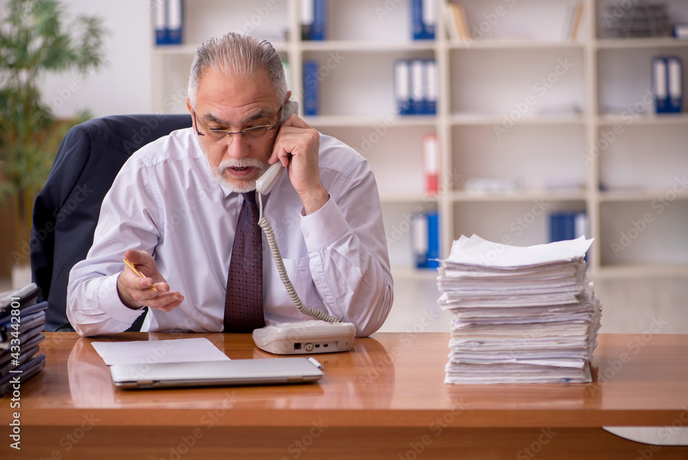 Old male employer and too much work in the office Old male employer and too much work in the office