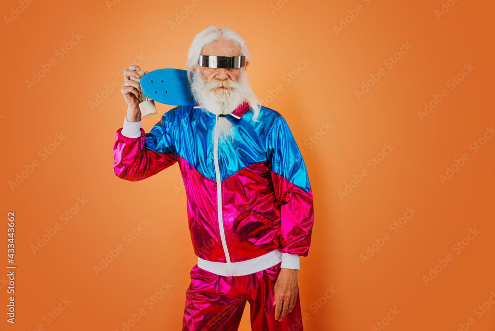 Fashionable grandfather posing with funny clothes. Fashionable grandfather posing with funny clothes.