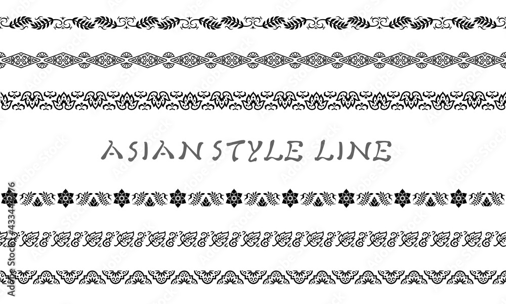 Obraz premium アジア調ライン02（黒）