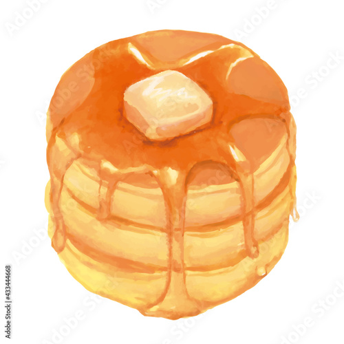 ホットケーキの水彩イラスト
