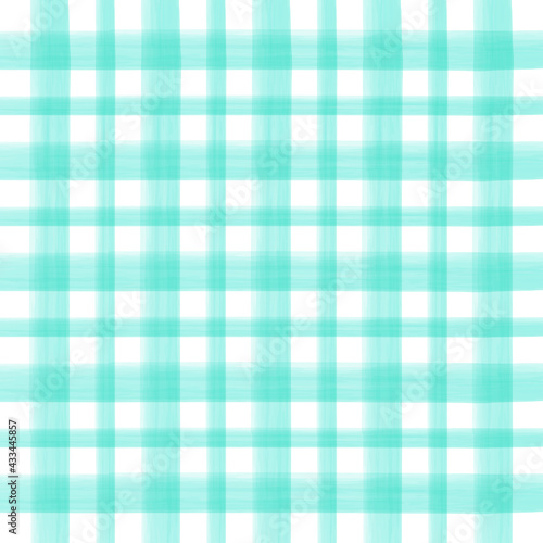 Turquoise watercolor seamless checkered pattern
