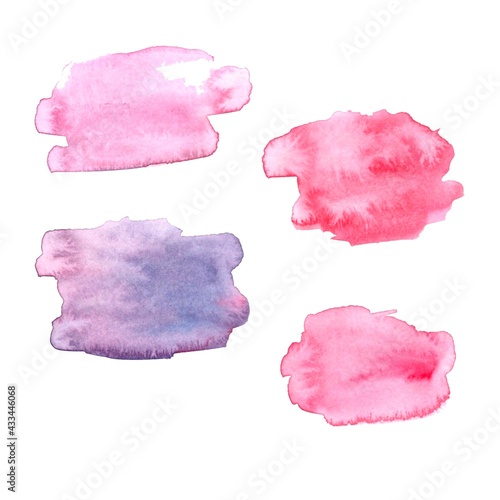 Abstract watercolor pink and purple stains. Hand drawing illustration. Element design for logo and invitation card template