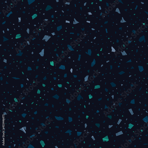 Terrazzo seamless pattern. Dark classic flooring t