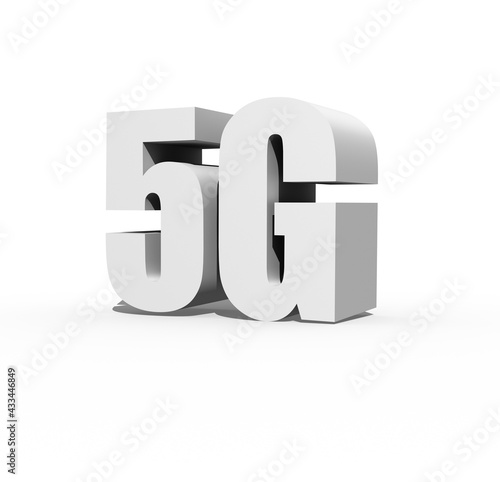 5G in 3d text, white