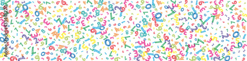 Falling colorful messy numbers. Math study concept