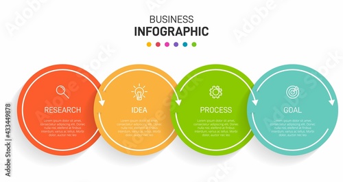 Infographic design with icons and 4 options or steps. Thin line vector. Infographics business concept. Can be used for info graphics, flow charts, presentations, web sites, banners, printed materials.