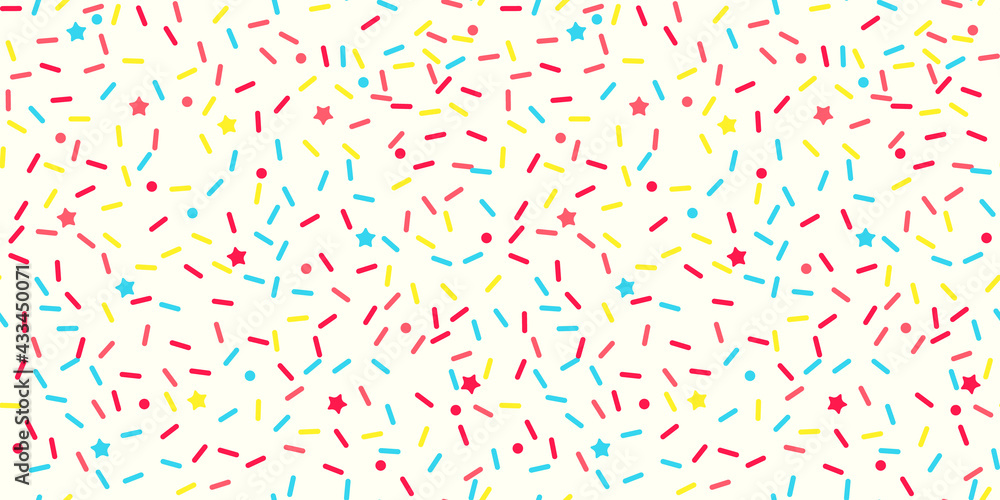 Sprinkle vector seamless pattern. Doughnut and ice cream dessert cute background. Sprinkle vector seamless pattern. Doughnut and ice cream dessert cute background.
