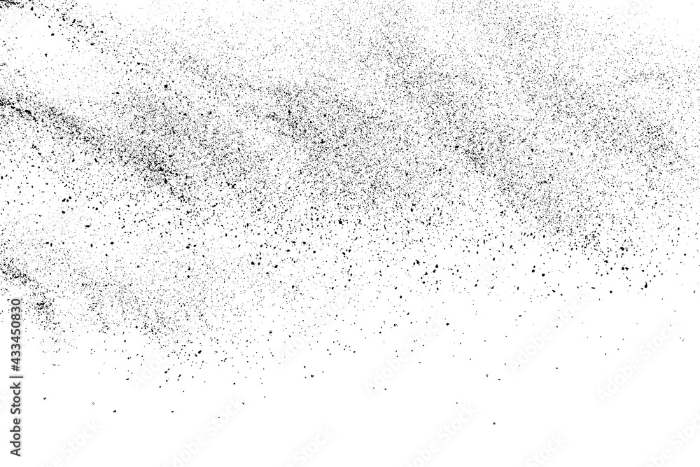 Obraz premium Distressed black texture. Dark grainy texture on white background. Dust overlay textured. Grain noise particles. Rusted white effect. Grunge design elements. Vector illustration, EPS 10.