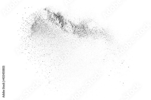 Distressed black texture. Dark grainy texture on white background. Dust overlay textured. Grain noise particles. Rusted white effect. Grunge design elements. Vector illustration, EPS 10.